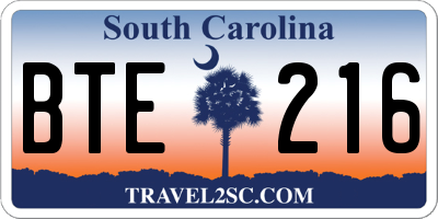 SC license plate BTE216