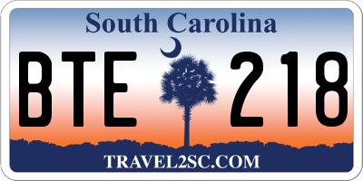 SC license plate BTE218