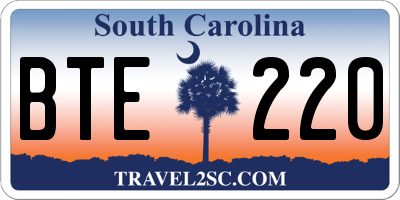 SC license plate BTE220