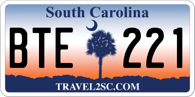SC license plate BTE221