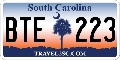 SC license plate BTE223