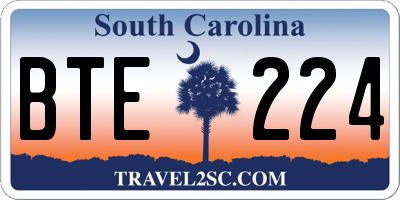 SC license plate BTE224