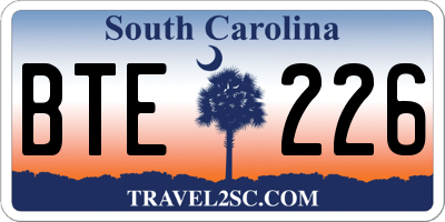 SC license plate BTE226