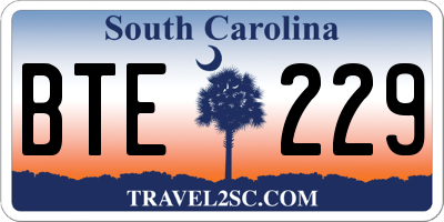 SC license plate BTE229