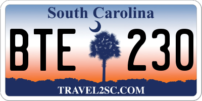 SC license plate BTE230