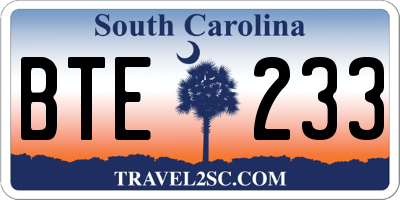 SC license plate BTE233