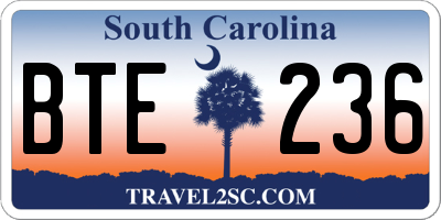 SC license plate BTE236