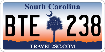 SC license plate BTE238