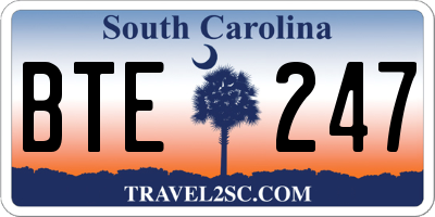 SC license plate BTE247