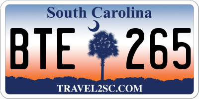 SC license plate BTE265