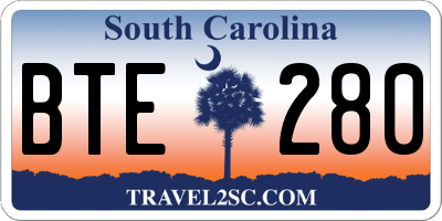 SC license plate BTE280