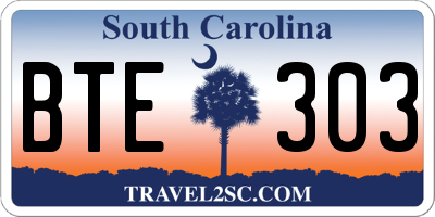 SC license plate BTE303