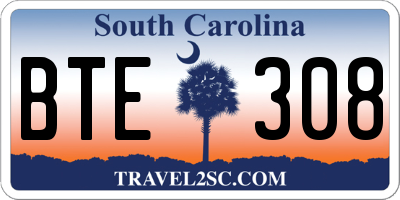 SC license plate BTE308