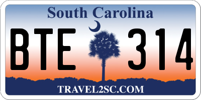 SC license plate BTE314