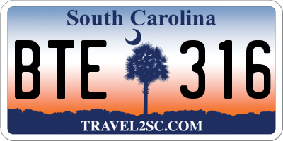 SC license plate BTE316