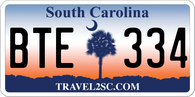 SC license plate BTE334
