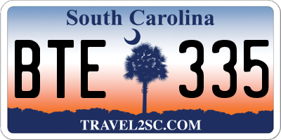 SC license plate BTE335