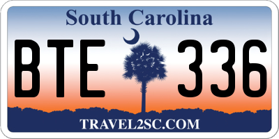SC license plate BTE336