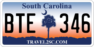 SC license plate BTE346