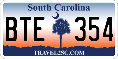 SC license plate BTE354