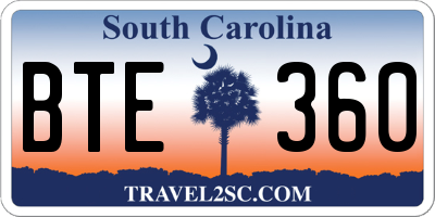 SC license plate BTE360