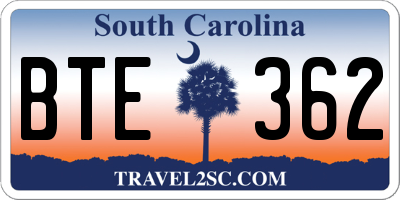 SC license plate BTE362
