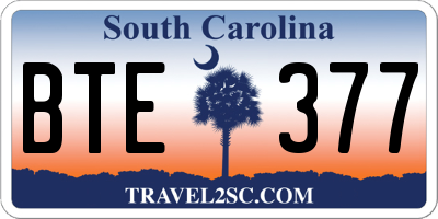 SC license plate BTE377