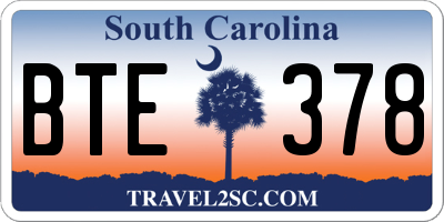 SC license plate BTE378