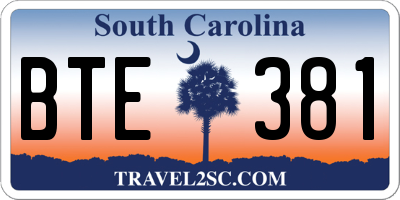 SC license plate BTE381