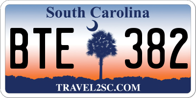 SC license plate BTE382