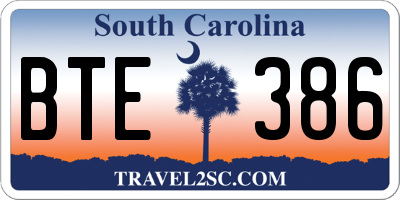 SC license plate BTE386