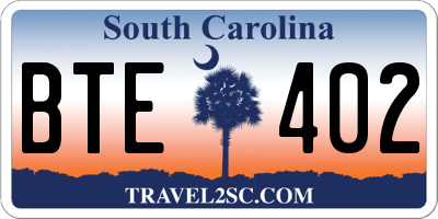 SC license plate BTE402