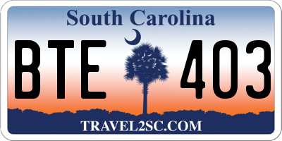 SC license plate BTE403