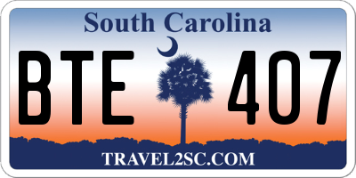 SC license plate BTE407