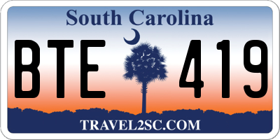 SC license plate BTE419