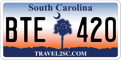 SC license plate BTE420