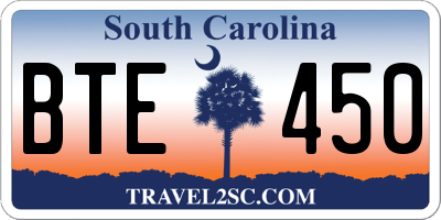 SC license plate BTE450