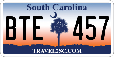 SC license plate BTE457