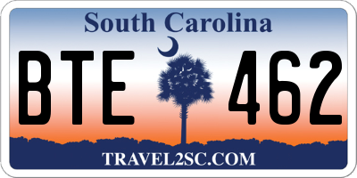 SC license plate BTE462