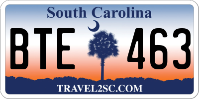 SC license plate BTE463