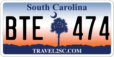 SC license plate BTE474