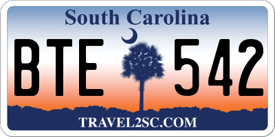 SC license plate BTE542