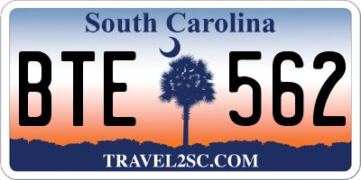 SC license plate BTE562