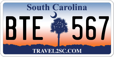 SC license plate BTE567