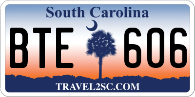 SC license plate BTE606