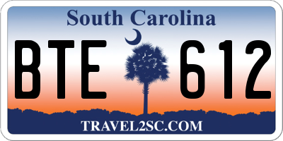 SC license plate BTE612