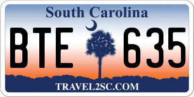 SC license plate BTE635