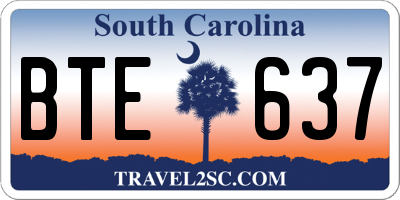 SC license plate BTE637