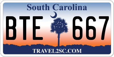 SC license plate BTE667