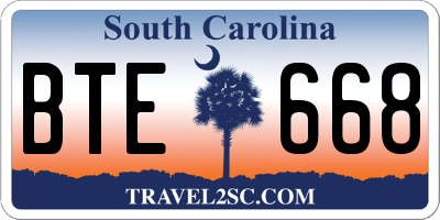 SC license plate BTE668